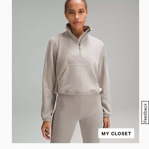 NWT LULULEMON Brushed Softstreme Ribbed Half Zip in Riverstone